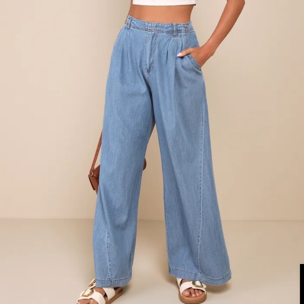 Starling High-Rise Pleated Wide-Leg Trouser Jeans